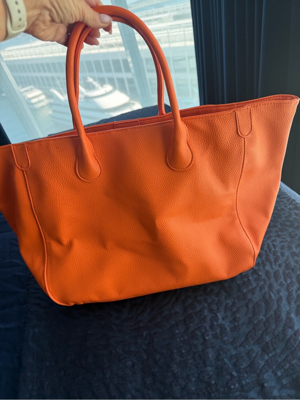 Orange Leather Tote Bag - Women - Picture 5 of 12